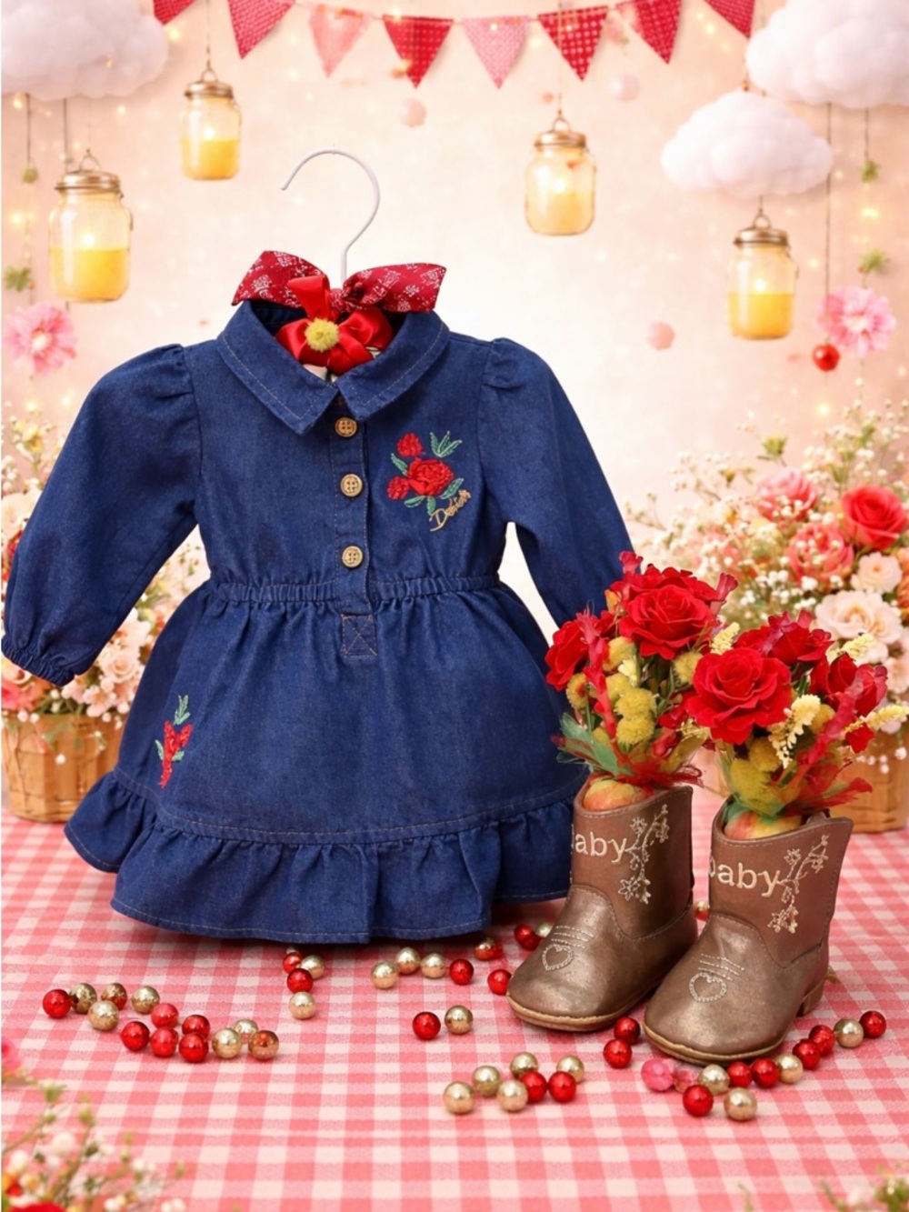 Cowgirl Theme Baby Shower Centerpiece Little Girl Birthday, Wearable Outfit